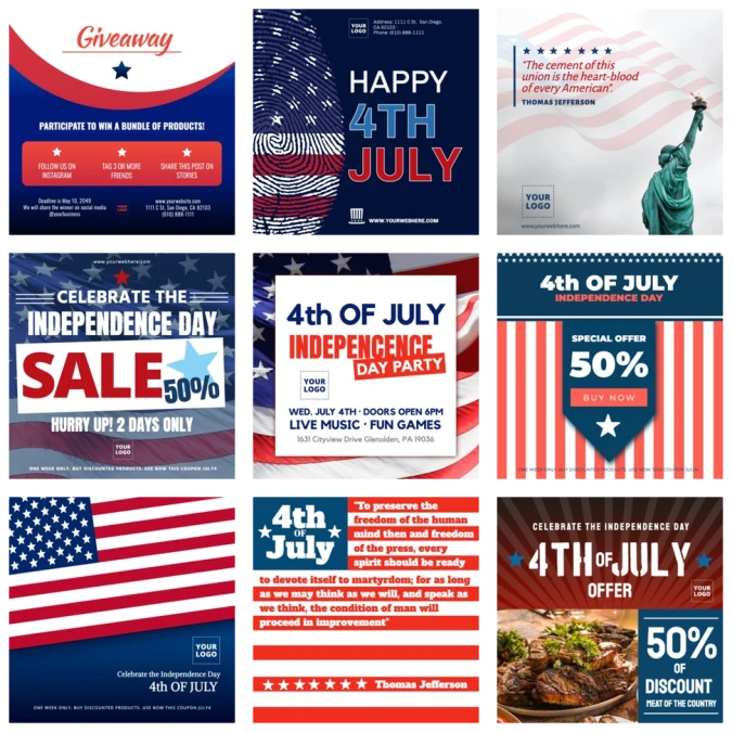 Bearbeite eine Vorlage zum 4. Juli