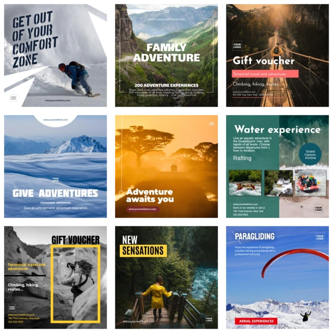 Edite templates de experiências de aventura