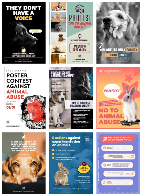 Editar um cartaz sobre o abuso de animais