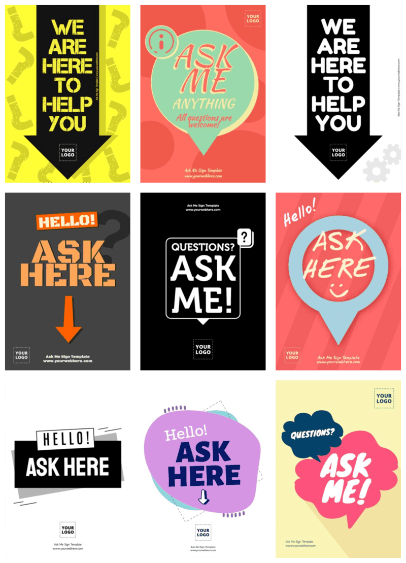 Ask Me Sign Templates for Business