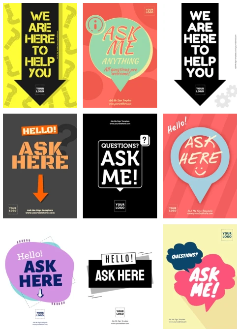 Ask Me Sign Templates for Business
