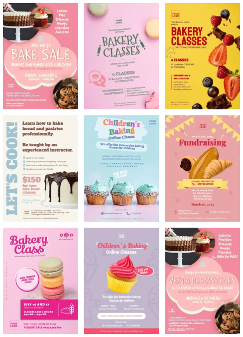 Editable Baking Class Poster Templates