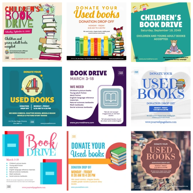 Customize Book Drive Flyer Templates