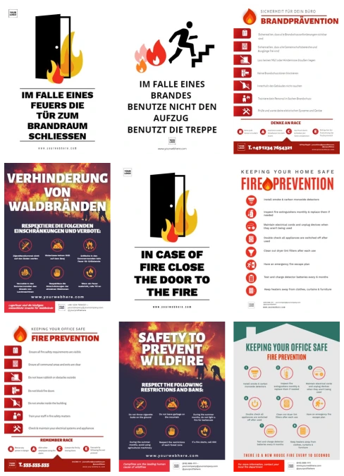 Bearbeite ein Brandschutz Poster