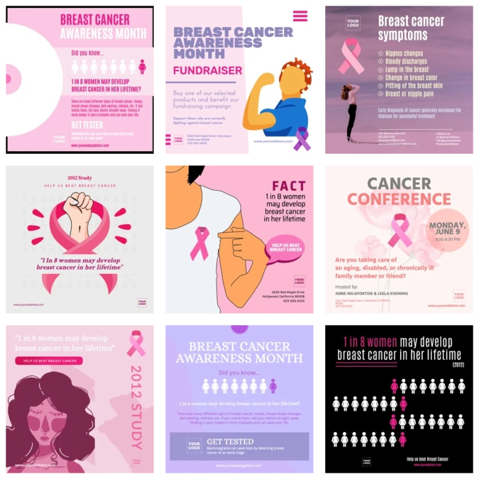breast-cancer-poster-banner-templates-to-edit-online for Free Printable Breast Cancer Awareness Posters Breast Cancer poster & banner templates to edit online for Free Printable Breast Cancer Awareness Posters