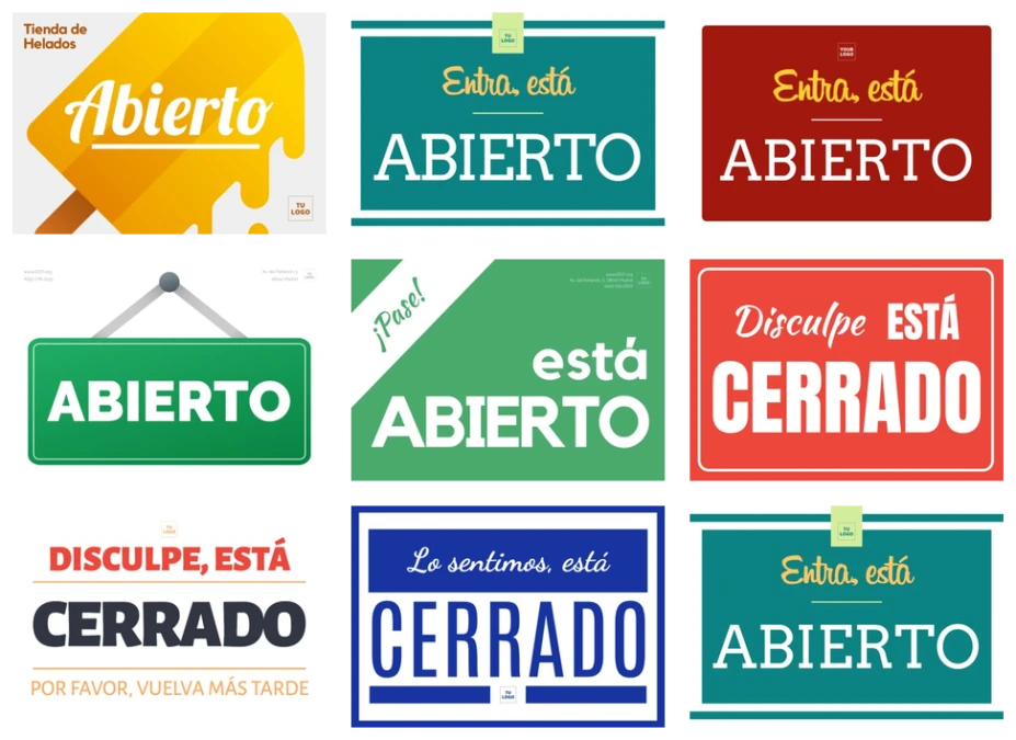 Edita un cartel de abierto o cerrado