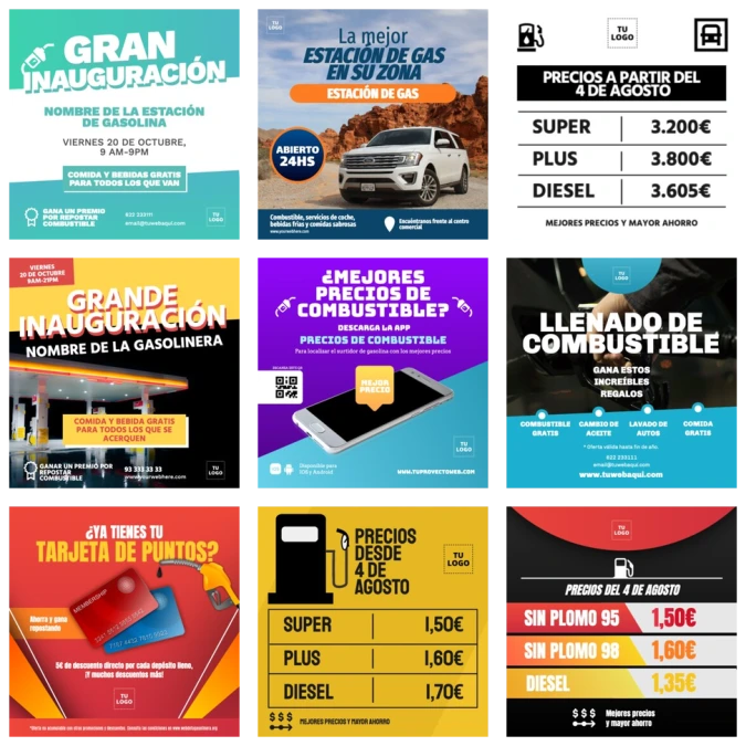 Edita una plantilla para gasolineras