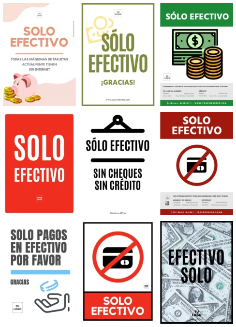 Editar un cartel de Solo Efectivo