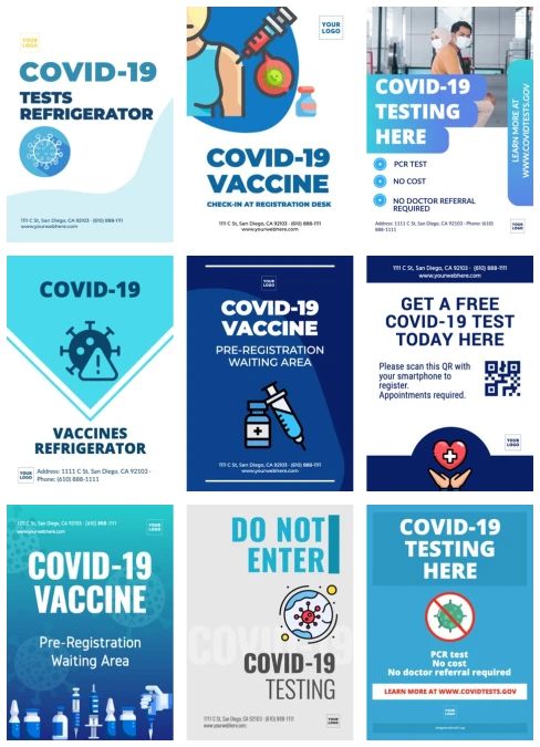 Bearbeite ein Poster zur COVID-19-Testung oder -Impfung