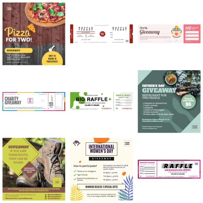 Modelos para sorteio editáveis online grátis