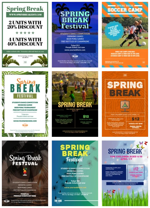 Custom Spring Break Flyer Templates