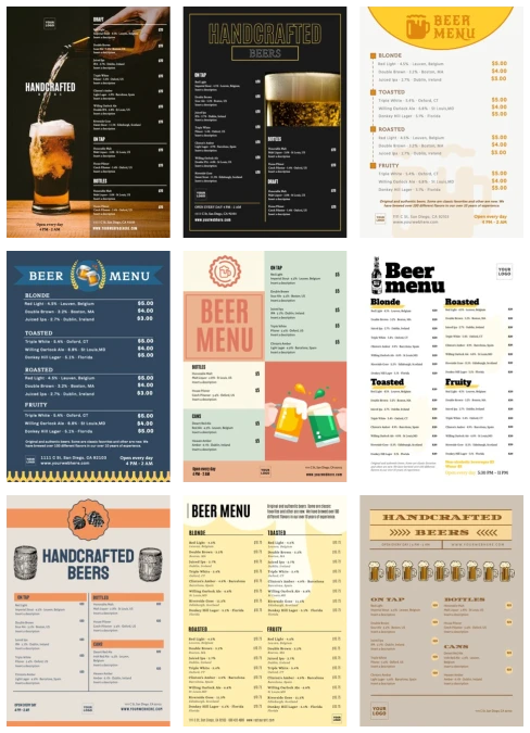 Edit a beer menu template