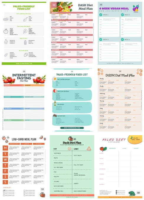 Edit a Diet plan worksheet