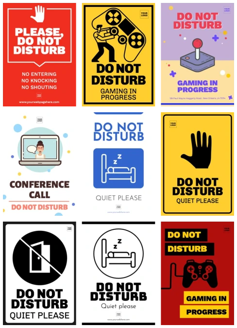 Editable Do Not Disturb sign templates