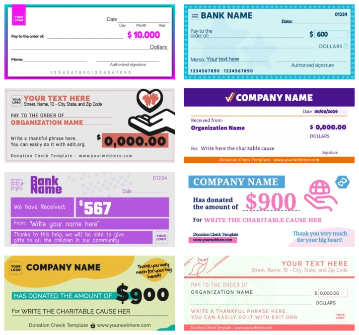 Free Large Donation Check Templates