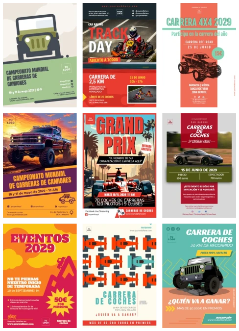 Edita carteles para circuitos de coches