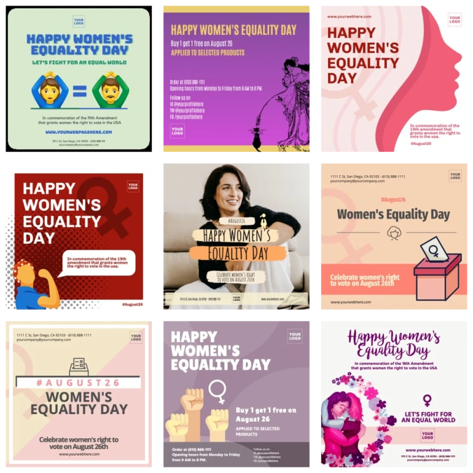 Free Women Equality Day designs & Gender Equality Posters