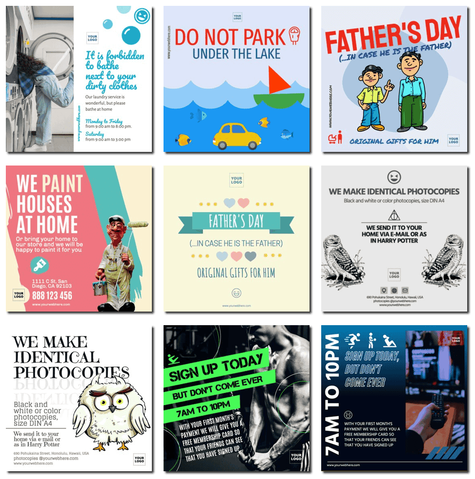 Funny posters and signs for your business