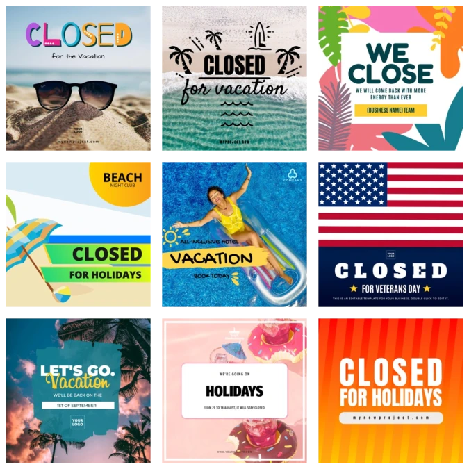 Bewerk uw gesloten voor vakantie teken