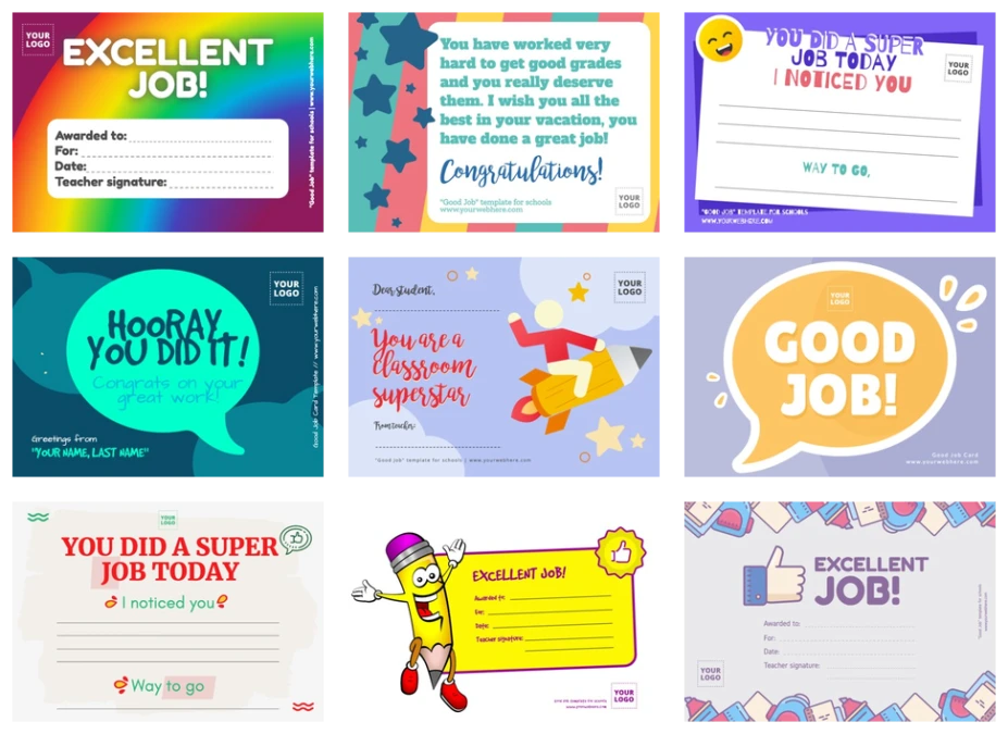 Free Printable Good Job Cards