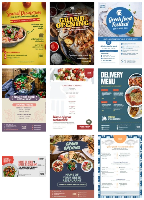 Customize Greek Menu Templates Online