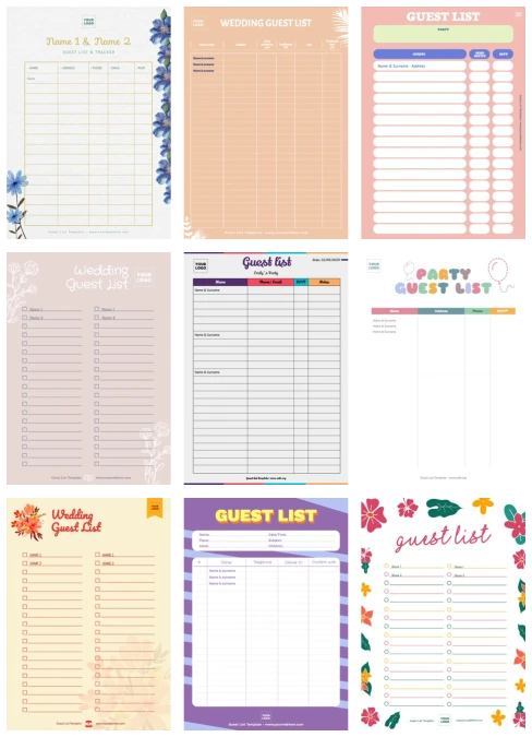 Free Guest List Templates to Customize