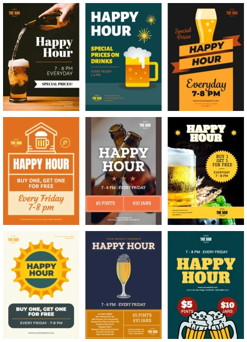 Edite um template de Happy Hour