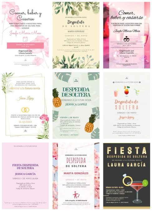 Edita una invitación de despedida de soltera