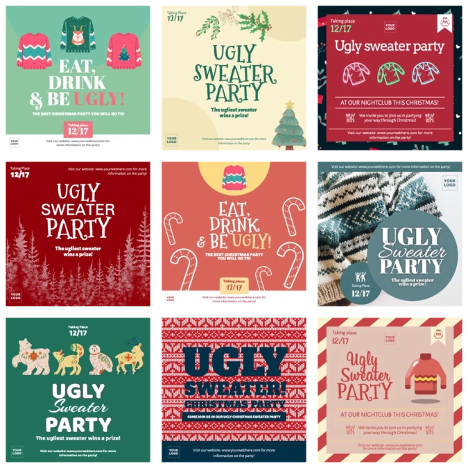 Editar um convite de festa do jersey feio