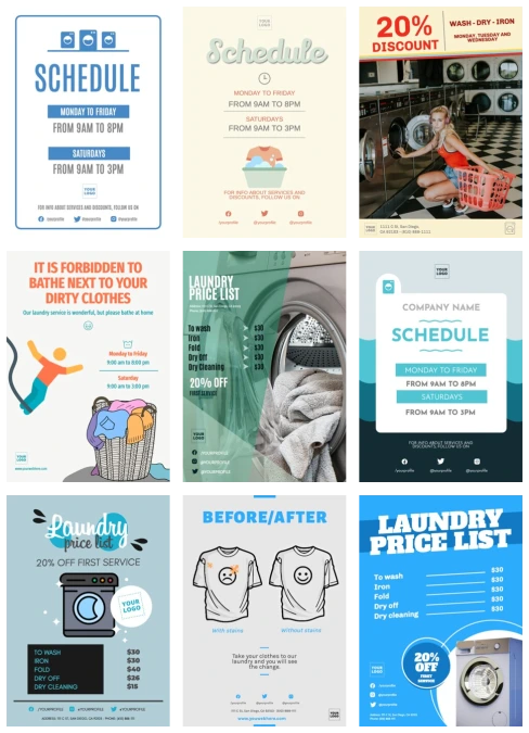 Edite um template para lavanderias