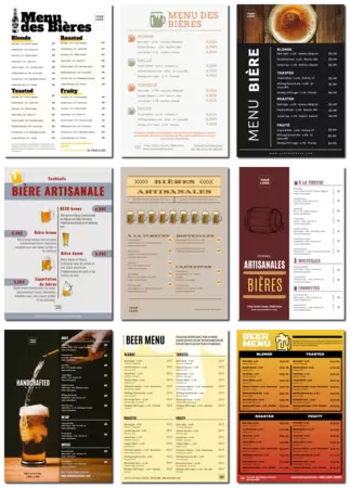 Modifier un modèle de menu de bière