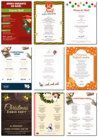 Modifier un modèle de menu de Noël