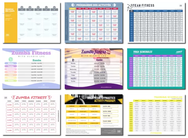 Modifiez un modèle d'horaires de salle de sport