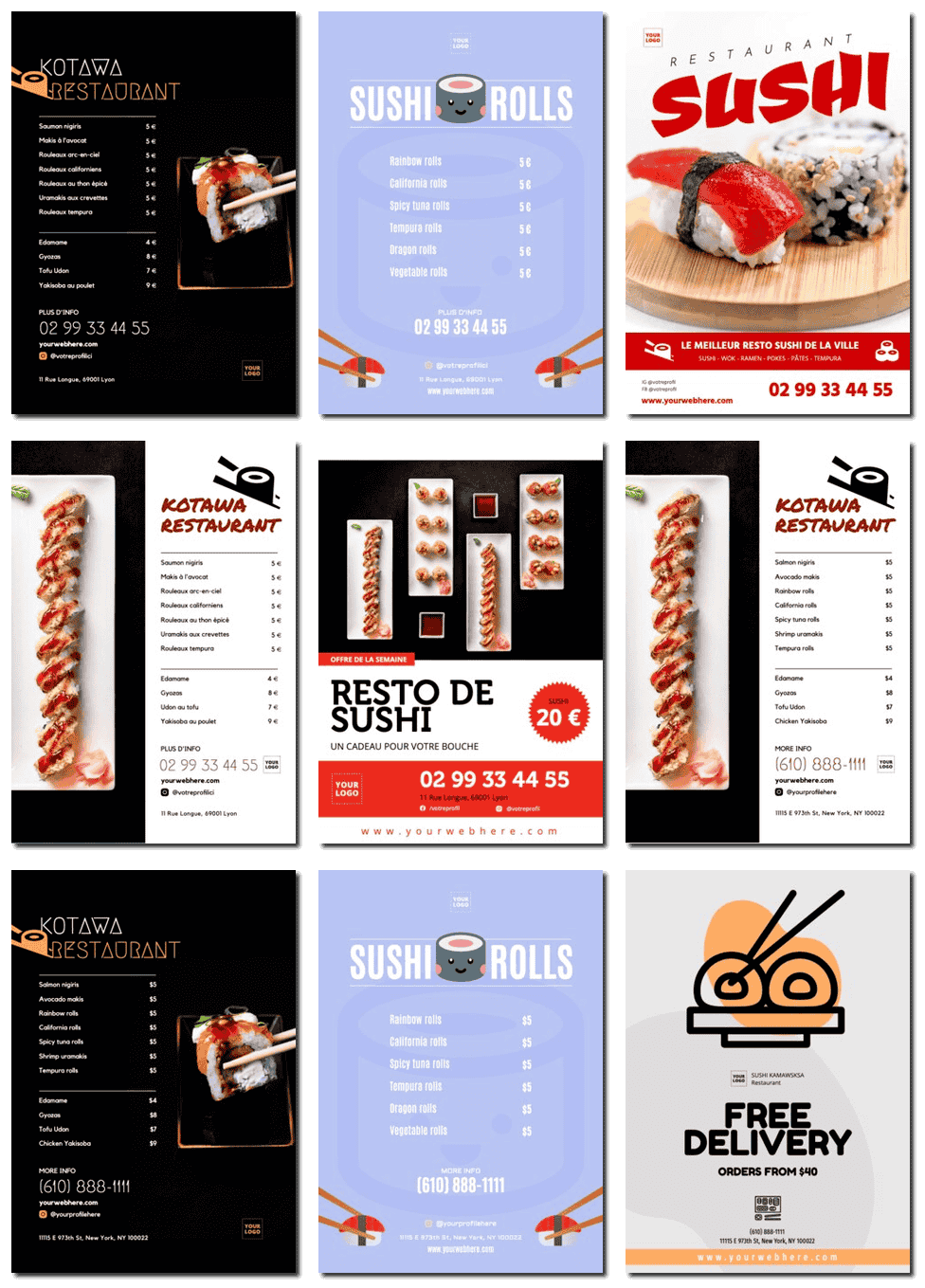 Créez gratuitement un design de menu japonais en ligne