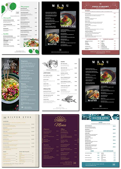 Modèles de menus chics à éditer en ligne