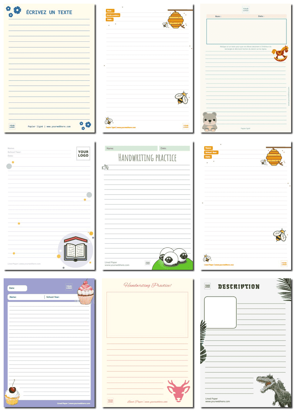 Lot De 2 Blocs De Papier à Lettre Ligné à Motif Pour