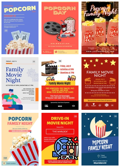 Edite um cartaz de noite de cinema