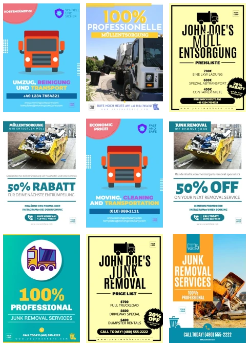 Bearbeite eine Vorlage für Müllbeseitigungsunternehmen