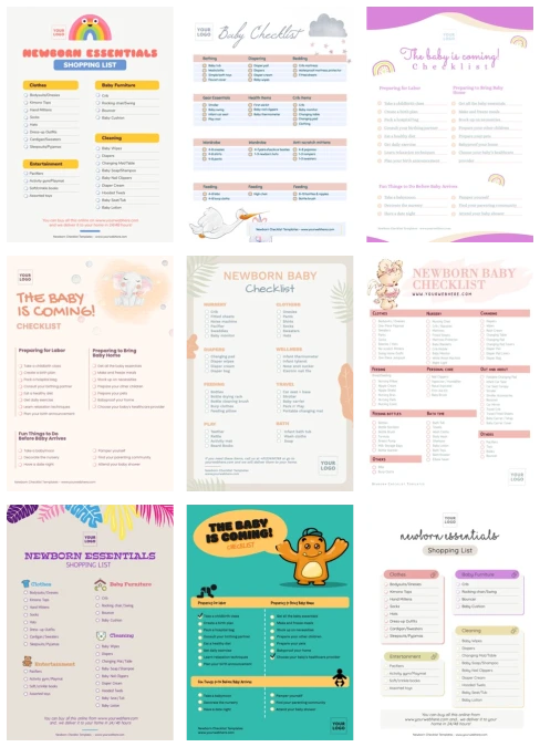 Printable Newborn Checklist Templates