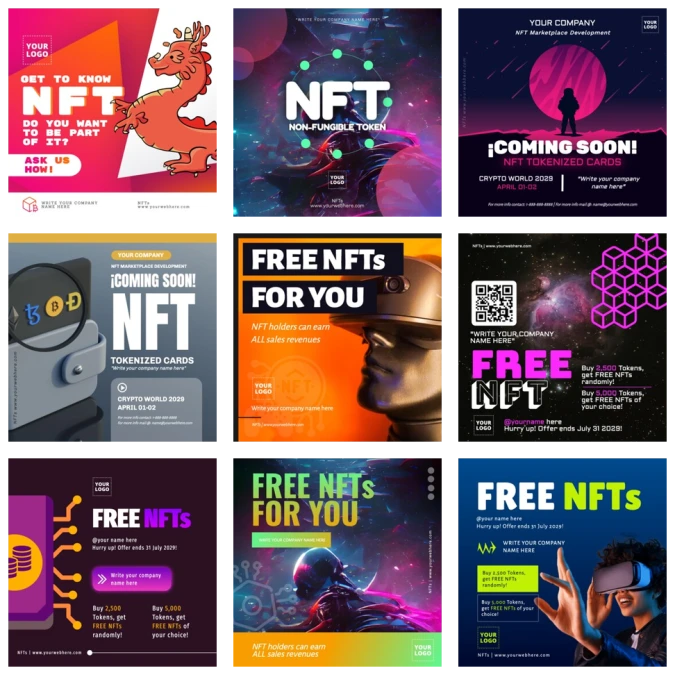 Design NFT banners with free editable templates