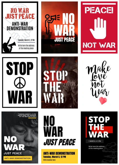 Editar um cartaz de não à guerra