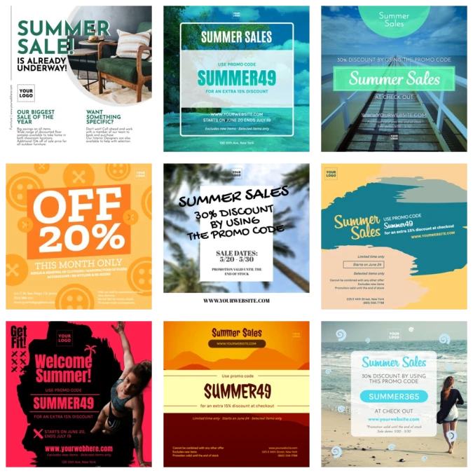 Edite um template de promoções de verão