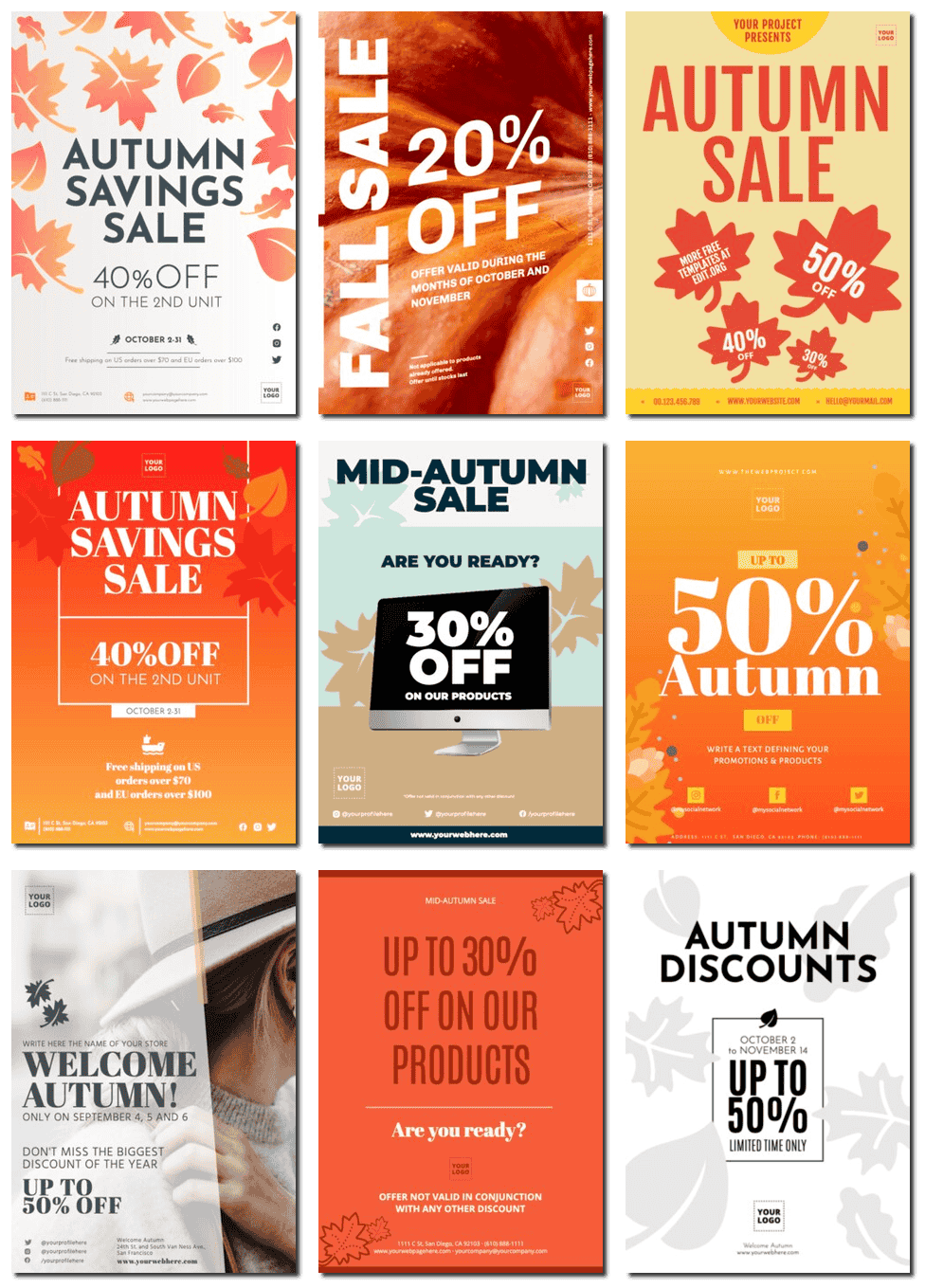 Editable Fall Sales Poster Templates Online