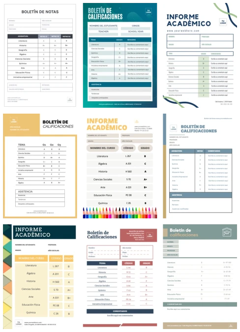 Edita un boletín de notas para alumnos