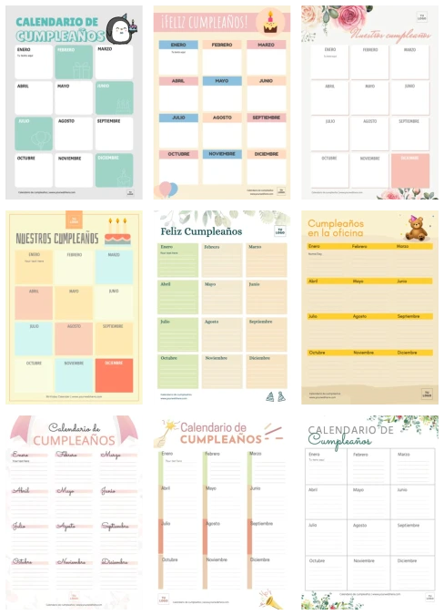 Edita un calendario para cumpleaños