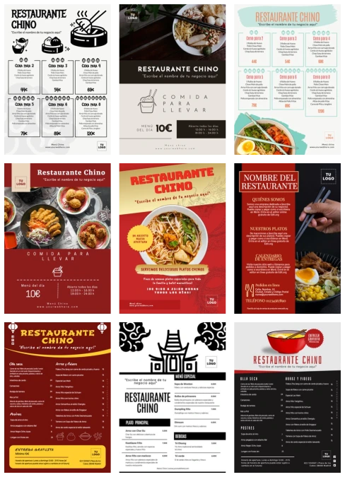 Edita tu menú de comida china