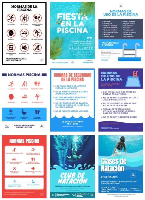 Edita un rótulo de normas de piscina