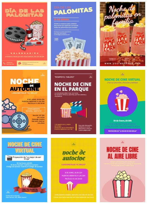 Edita un cartel de noche de cine