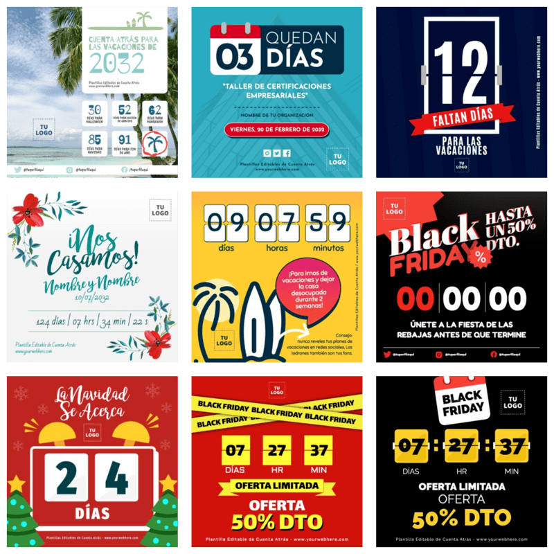 Pósters de Cuenta Atrás editables gratis