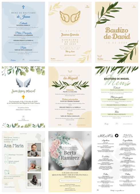 Edita una plantilla de invitación de bautizo